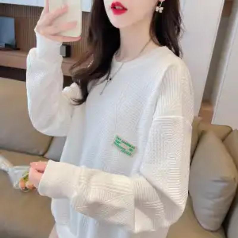 Autumn Waffle Sweater Women's Autumn Korean Style Loose Lazy Style Small Thin Top Jacket