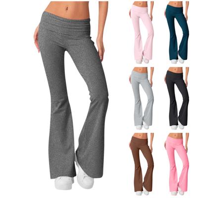 Damesmode Effen kleur Slim Fit Slim Reverse Waist Lage taille Elastische taille Flare broek