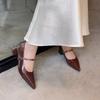 Fashion 2025 New Metal Buckle One-band Block Heel Single Shoes Autumn New Pointed Toe Shallow Mouth Non-slip Kitten Heel Shoes