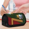 1pc Large Capacity Double-Layered Pen Case Compatible for School & Office - Flip-Top with Numbered Compartments (7th Slot), Football, Crown & More - P