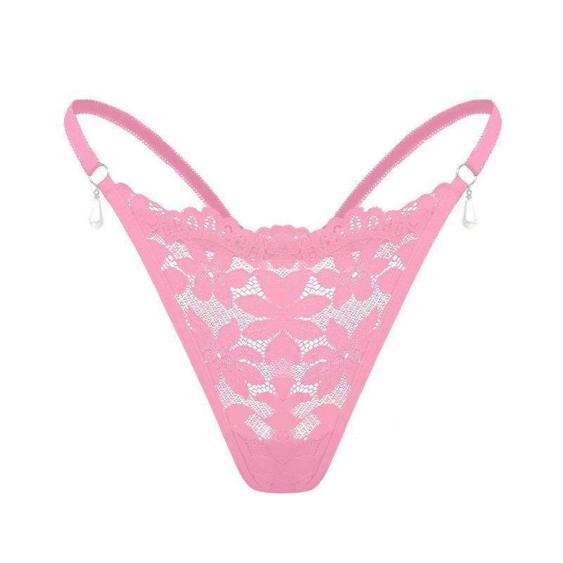 Cross-border New Product Pearl Pendant Women's Underwear Foreign Trade Amazon Specializes In Multi-color Low-rise Lace Women's Thong