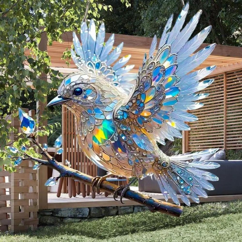 Acrylic Bird Hangings Pendant Sky Stained Bluebirds Suncatchers Window Hanging Bird  Branch