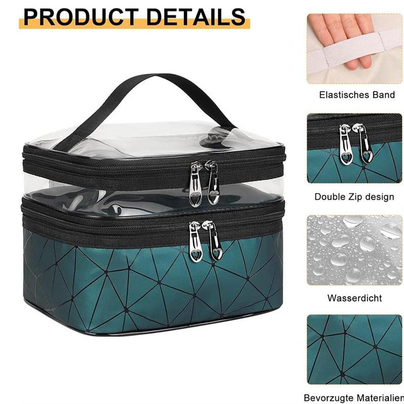 Large Capacity Double Layer Makeup Bag Portable Toiletry Bag with Compartment Travel Makeup Bag for Women Travel Essentials