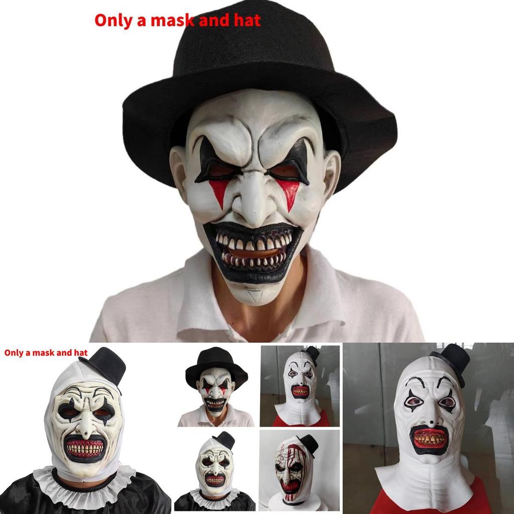 Terrifier Clown Latex Mask With Blood Accents For Halloween Themed Events And Cosplay