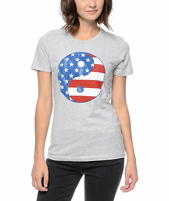 

Empyre Womens Yin Yang USA Stars & Stripes Patriotic Shirt New XS, S, M S