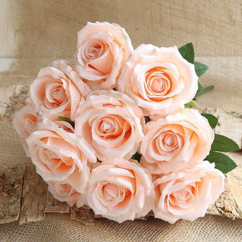 

Artificial Flannel Roses Bouquet Wedding Photography Props Home Living Room Dining Table Velvet Rose Flower Arrangement Decor