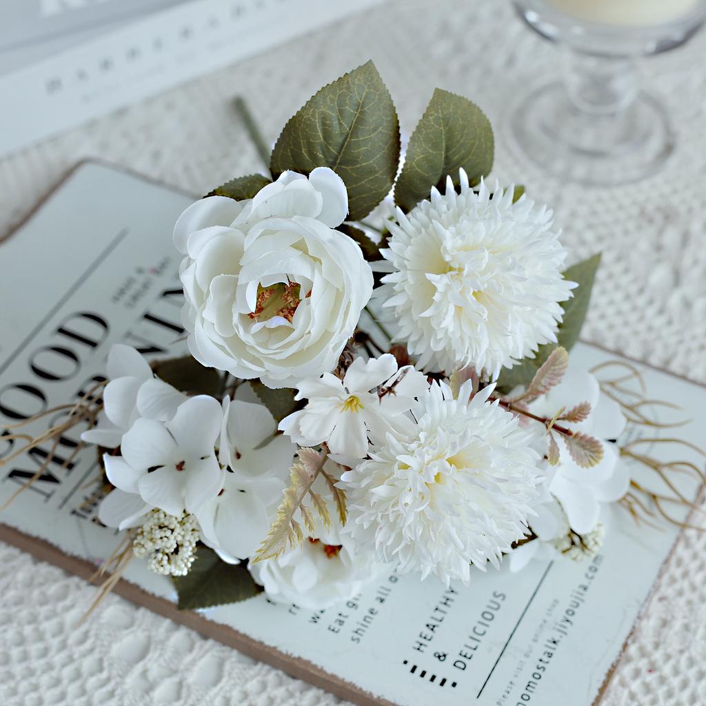 1PC Artificial Roses Flowers Home Decoration Valentine's Day Wedding Bridal Bouquets Garden Fake Silk Peony Hydrangea Vase Board