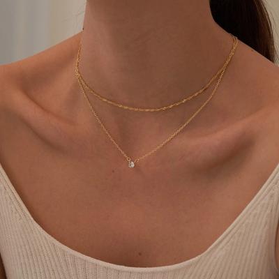 Exquisite Double-Layer Detachable Golden Minimalist Zirconia Women'S Necklace Set, Versatile And Stylish Neck Chain for Women.
