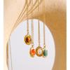 Yhpup France High Quality Natural Stone Agate Tiger Chic Pendant Necklace Earrings for Women Stainless Steel Dainty Jewelry