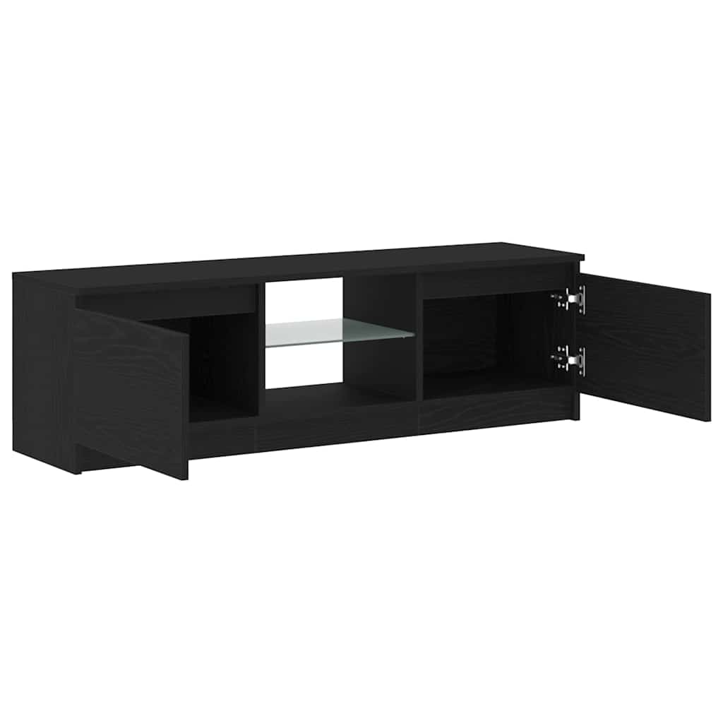 TV Cabinet with LED Lights Black Oak Effect 120 x 30 x 36 cm