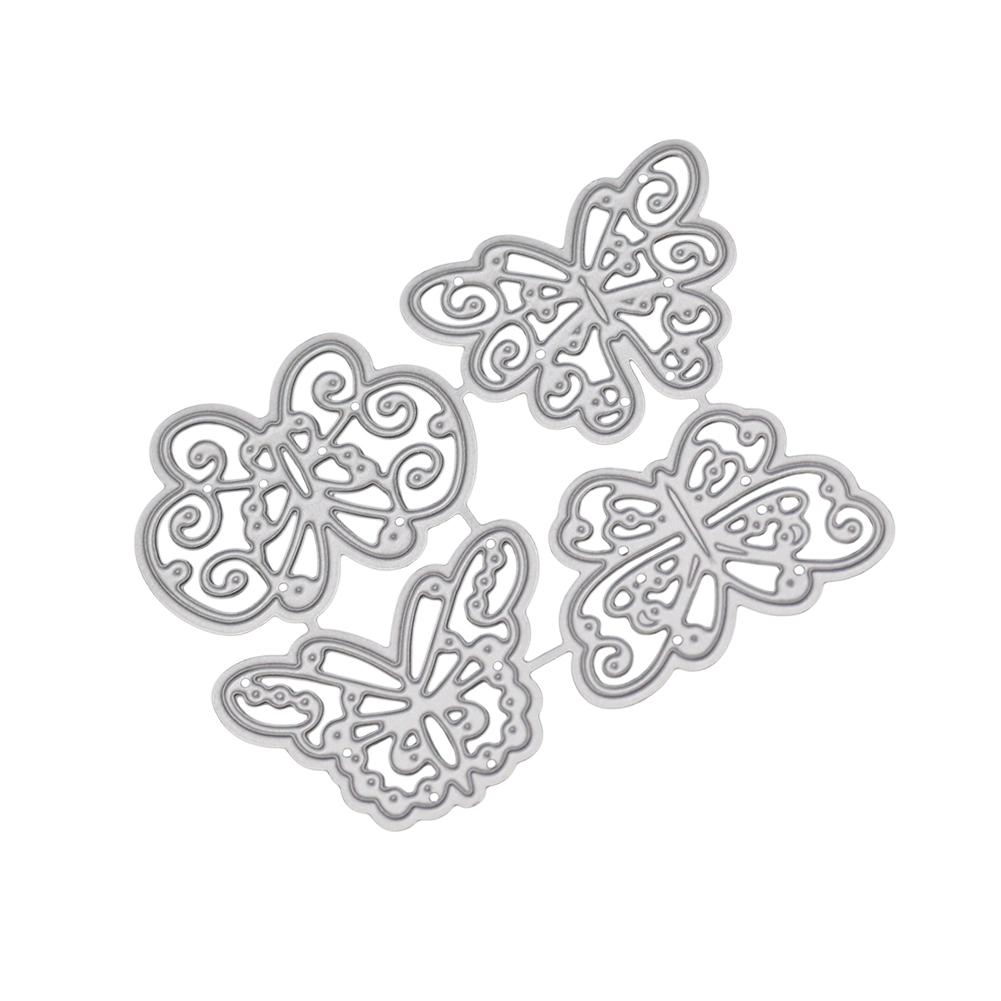 4 Schmetterlinge Rahmen Metall Silbern Schablone Präge Stanzformen Für DIY Scrapbooking Papieralbum Kartenherstellung