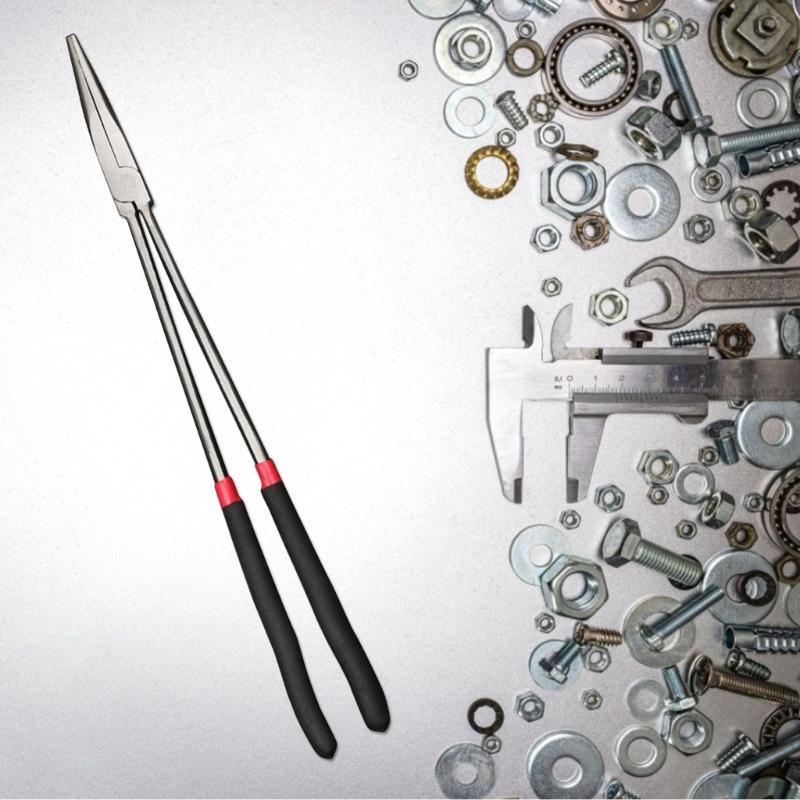 16 Zoll Extra-Lange Zange Handwerkzeug Spitzzange Mehrzweckzange Gerade Spitzzange 410mm 25 / 45 Grad Biegung