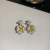 Sparkling zircon square bracelet necklace stud earrings set light luxury high-end exquisite dress banquet temperament jewelry women