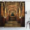 Tenda Doccia Gotica Sala Mistica Oscura con Colonne e Cupola Edificio Santuario Illustrazione Tessuto Stoffa Arredo Bagno con Ganci