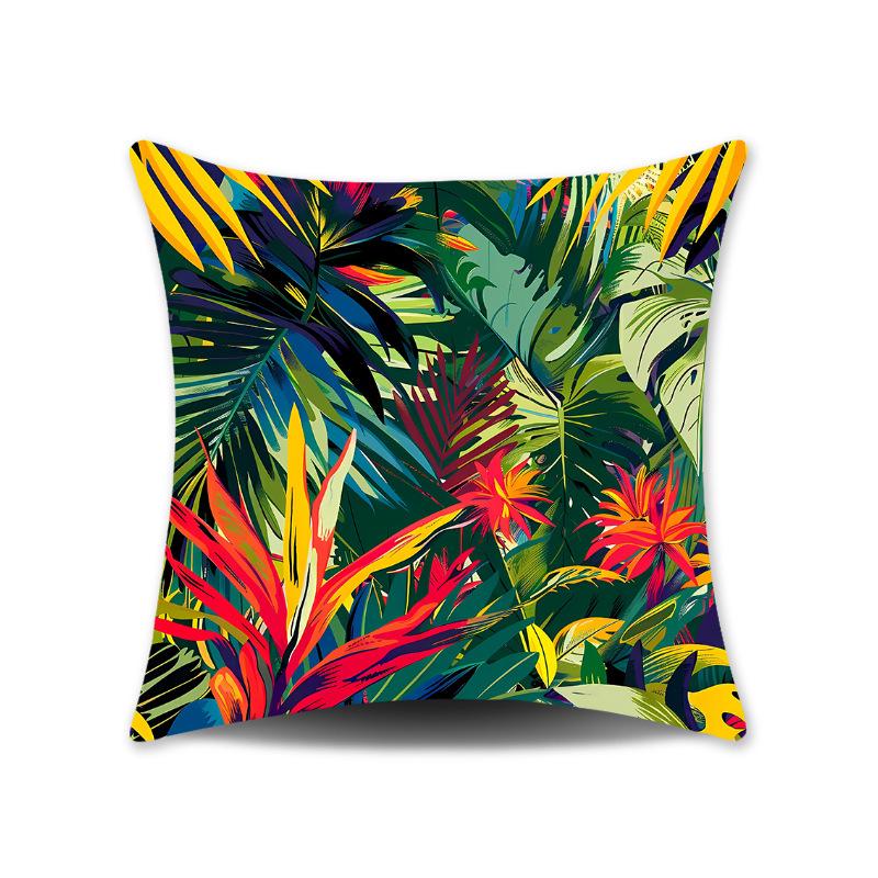 Green Leaves Plush Cushion Cover for Sofa or Bedroom