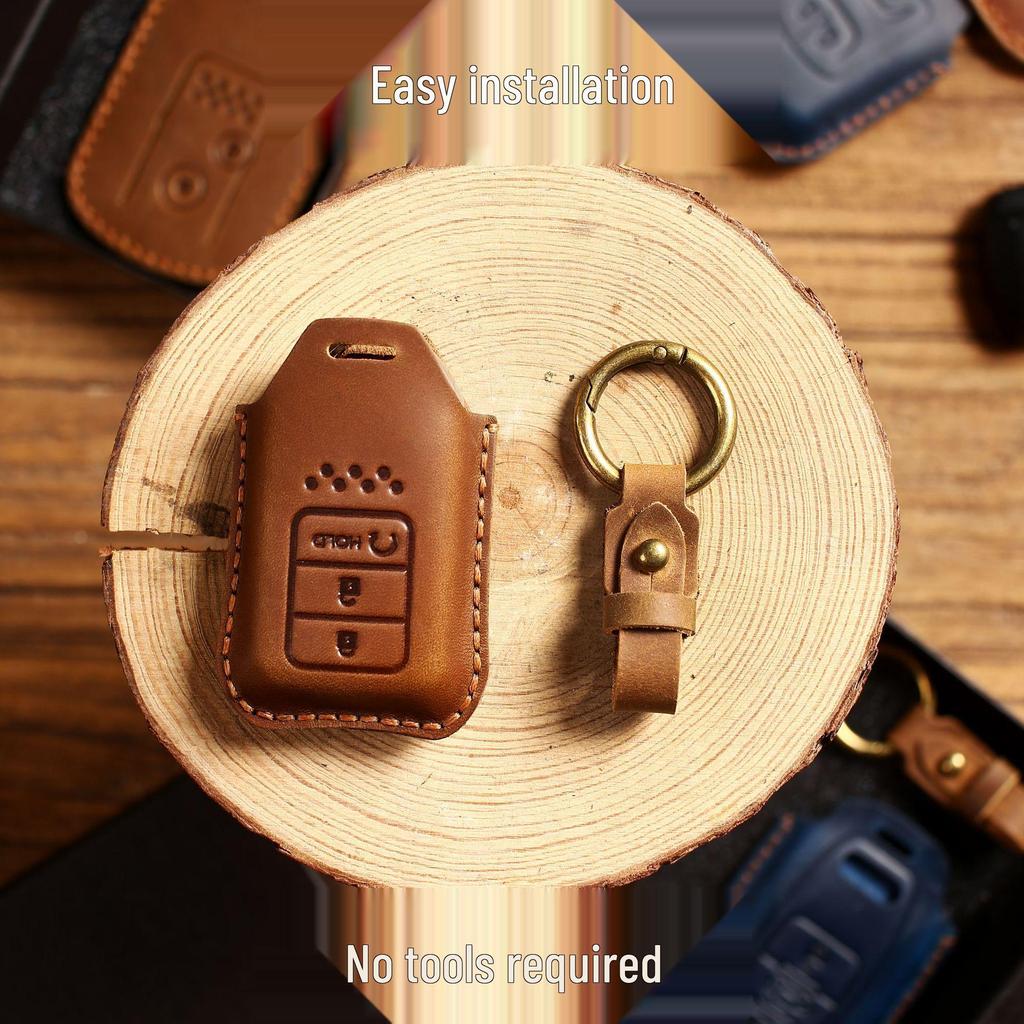 Genuine Leather Key Cover for Honda Civic & Accord - Full Wrap Cowhide Protection