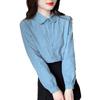 Women's 2024 Spring Pure Cotton Lapel Shirt - Fashionable, Versatile, Age-Defying Long Sleeve Top.