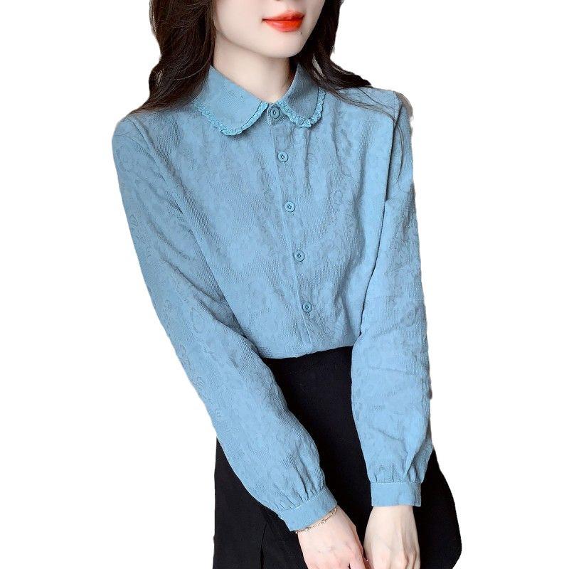 Women's 2024 Spring Pure Cotton Lapel Shirt - Fashionable, Versatile, Age-Defying Long Sleeve Top.