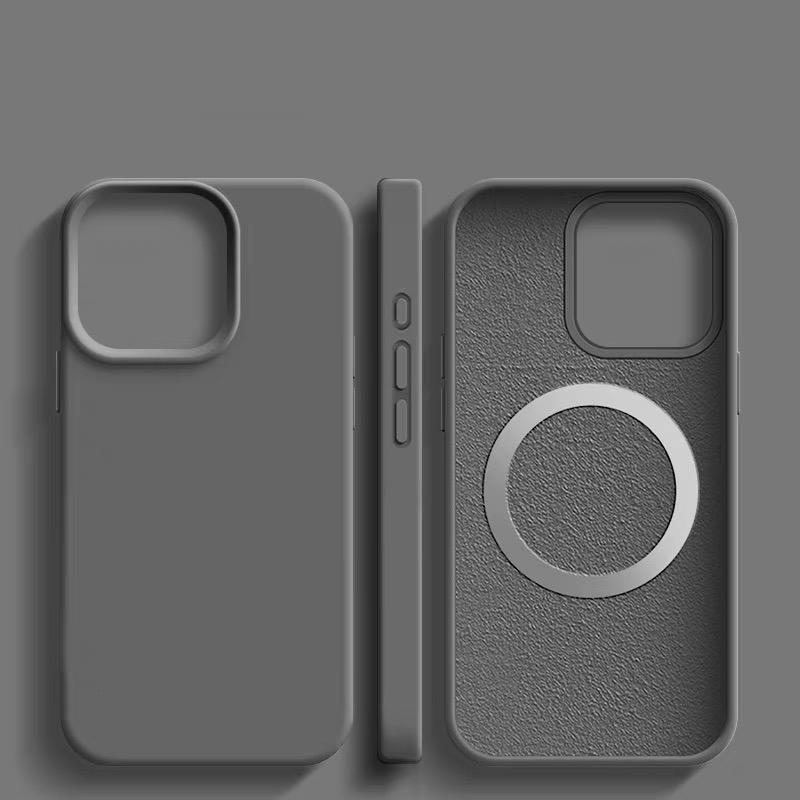 Custodia magnetica per telefono in silicone liquido originale grigio titanio per iPhone 16 15 14 13 Pro Max Plus magsafe ricarica cover posteriore morbida