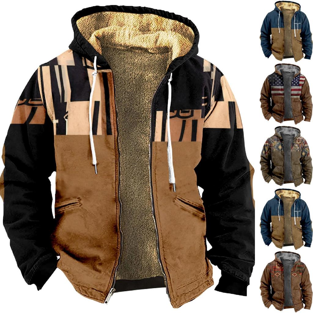 Personalisierter Freizeitdruck für Herren mit langen Ärmeln und Reißverschluss, dicker Baumwollanzug für den Winter