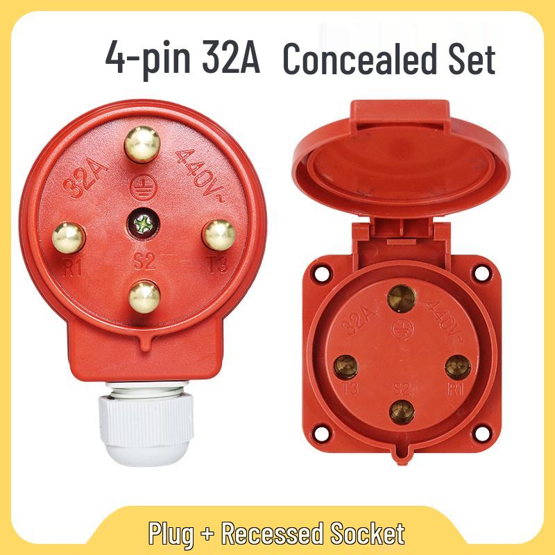 Explosion-Proof 3-Pin 5-Hole 380V Outdoor Horizontal Industrial Socket & Waterproof Plug