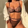 Ensemble de sous-vêtements ultra fins français pour femmes, ensemble de soutien-gorge sexy en dentelle à plumes, soutien-gorge d'été de haute qualité et string creux, ensemble de lingerie