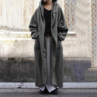 ZANZEA Felpa con cappuccio oversize da donna Giacche lunghe con cappuccio Autunno Inverno Felpe con cerniera casual Felpa Cappotto Capispalla