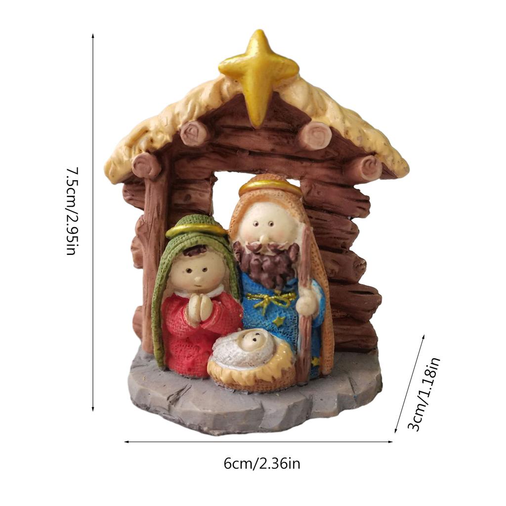 Mini Christmas Nativity Decor Resin Nativity Ornament Religious Statue for Christmas Decorations Festive Holiday Gift