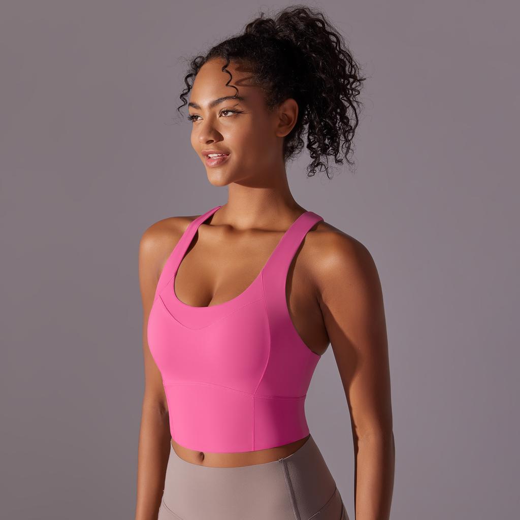 Auroth Cross Back Fitness Bra Women Gym Underwear Push Up Yoga Vest Elastic Running Tank Top