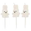 New Cute 3 Pieces PVC Boxed White Rabbit Cartoon Candles Birthday Cake Party Rabbit Decoration Candles