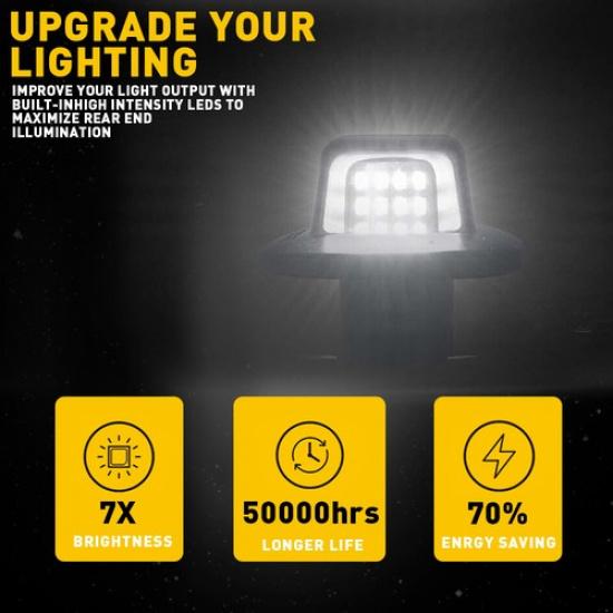 2pcs LED License Tag Plate Light Assembly For 1992-1999 GMC Suburban K1500 K2500