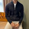 Herfst & Winter Heren Stand-up Kraag Patchwork Vest Trui - Dik Katoen, Effen Kleur Gebreide Kleding