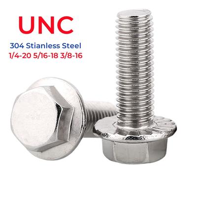 UNC 1/4-20 5/16-18 3/8-16 304 Stianless Steel Hexagon Head with Serrated Flange Cap Screw Hex Washer Head Bolt