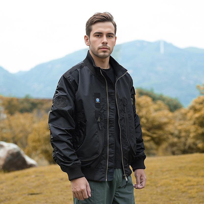 Spring and Autumn Casual Men's Bomber Jacket Tooling Style Military Training Jacket Retro Baseball Uniform Men's Trend