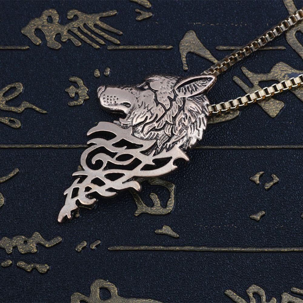 Punk Animal Wolf Head Pendant Metal Man Necklace Fashion Jewelry Korean Style Choker Clavicle Chain