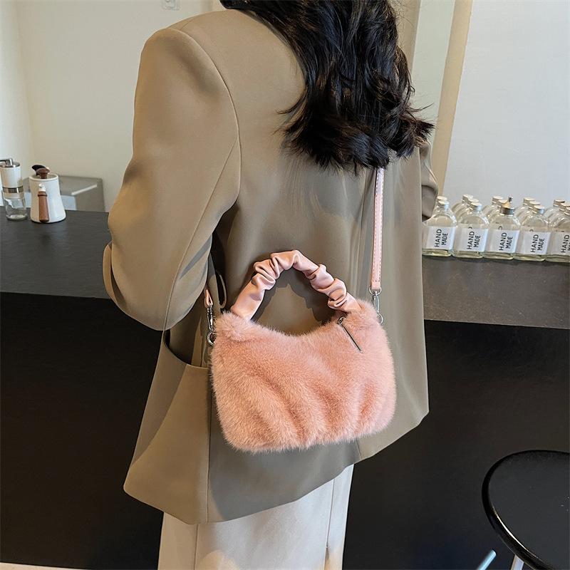 Furry Bag, Fluffy Handbag, Niche Fluffy Single-shoulder Crossbody Bag