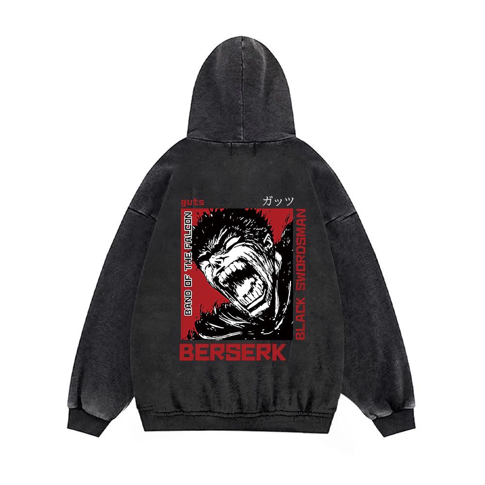 Anime Berserk Guts Print Hooded Men Women Vintage Cotton Hoodies Hot Manga Sweatshirt Harajuku Unisex Streetwear Trendy Pullover