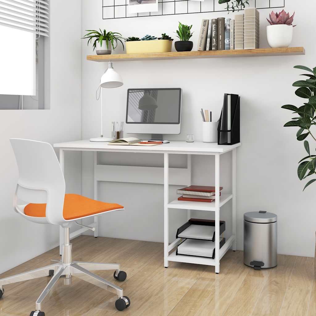 Computer Desk White 105x50x72 Cm MDF and Metal