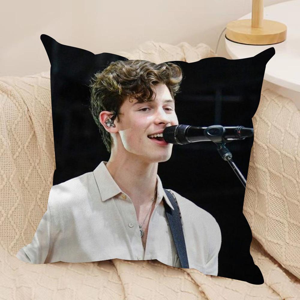 Sänger SShawn Mendes Kissenbezug Seidiger Kurzer Plüsch Beidseitig Bedruckter Kissenbezug für Sofa Alle Jahreszeiten Heimdekoration Geschenk