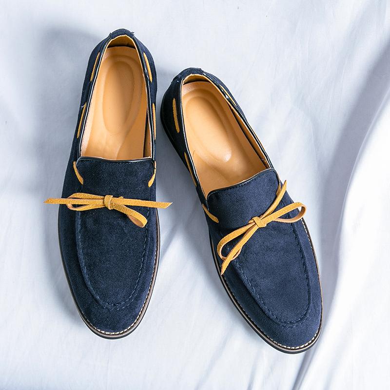 

Лаконичные лоферы из матовой кожи с бантом-бабочкой, дышащие летние туфли-горошины, мягкие легкие туфли для вождения, модная социальная обувь 41 синий