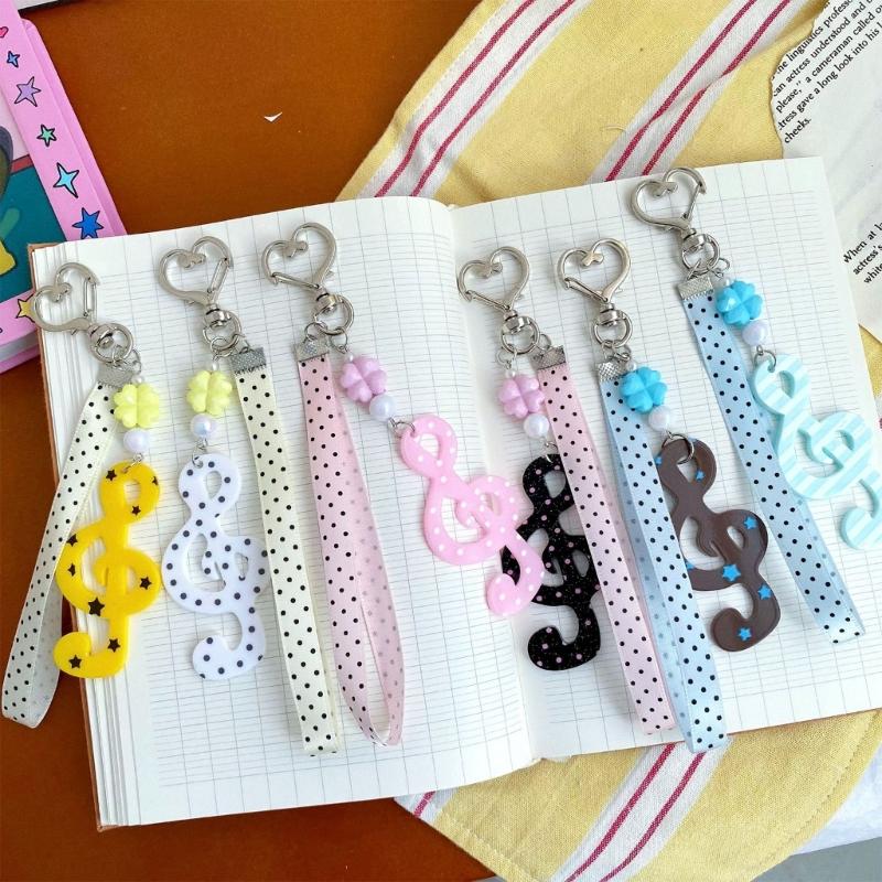 Decorative Keychain Charm Acrylic-Style Bag Charm Music Note Key Holder With Loop Strap and Playful Details for Everyday Carry