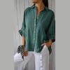 Women's Spring Cotton Linen Back Tie Design Shirt Polo Neck Single Breasted Women's Loose Casual Blouses Commute Daily Style