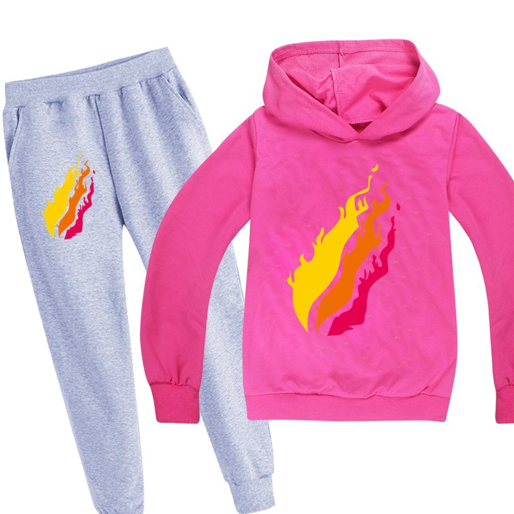 Casual Comfortable Boys' Printed Hooded Suit Sweater Fashionable Loose Clothing Sets Boys