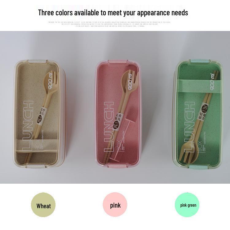 Tragbare Weizenstroh 3-Lagen Lunchbox mit versiegelten Fächern