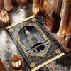 Black Gold Mecca White Minaret Prayer Mat, Soft Flannel Fringed Muslim Janamaz, Non-Slip Foldable Prayer Rug, Hajj Decor