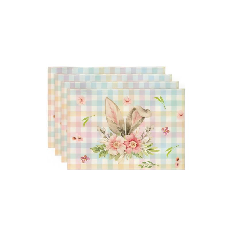 Ostern Süße Kunst Kaninchen Leinen Waschbar Tischsets Osterfest Geschenk 30x45cm 1 Stück Küchentisch Party Dekoration