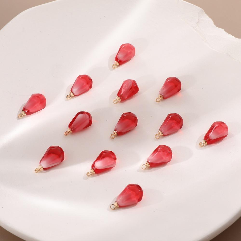 Sommerfrisk ny stil rød harpiks granateplefrø DIY smykketilbehør tredimensjonale øredobber dekorativt øredobb-tilbehør