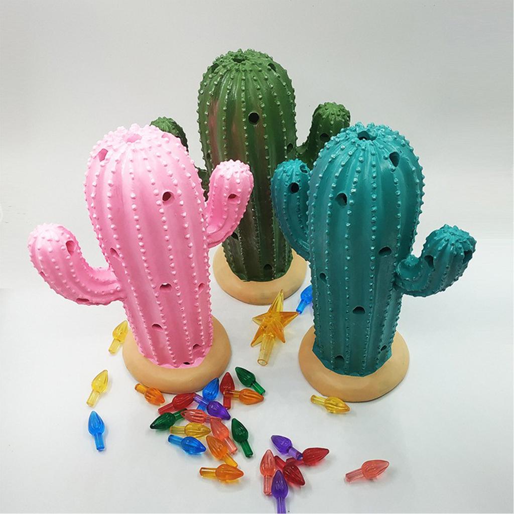 Weihnachtskaktus aus Kunstharz mit Lichtern Vintage Nostalgischer Weihnachtskaktus Tischdekoration Weihnachten