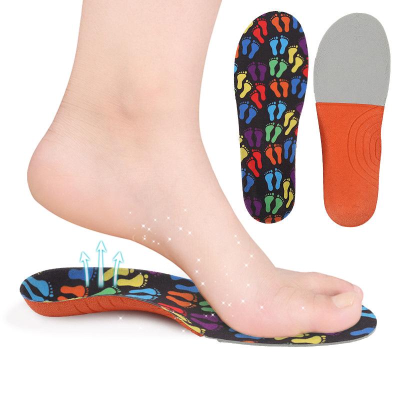 Velvet Shoe Insoles for Kids with Colorful Pattern, Size 26-29