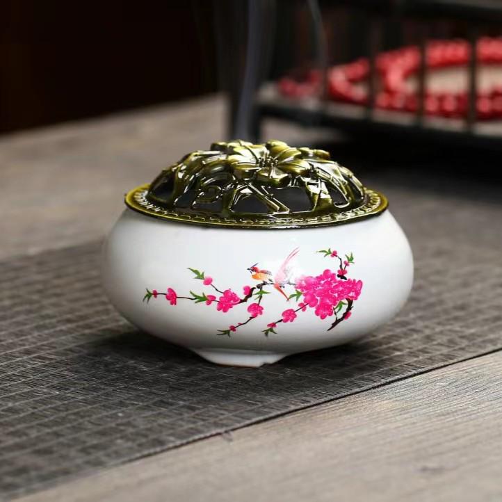 Celadon Ceramic Incense Burner for Home, Buddhist Supplies, Sandalwood Incense Path, Ice Crack Kiln Change Design.